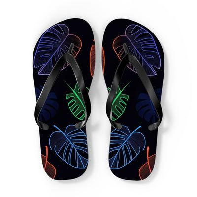 Tropical Flip Flops, Neon Leaf Print Sandals, Summer Beach Footwear, Vacation Essentials, Gift for Beach Lovers - Picknmore