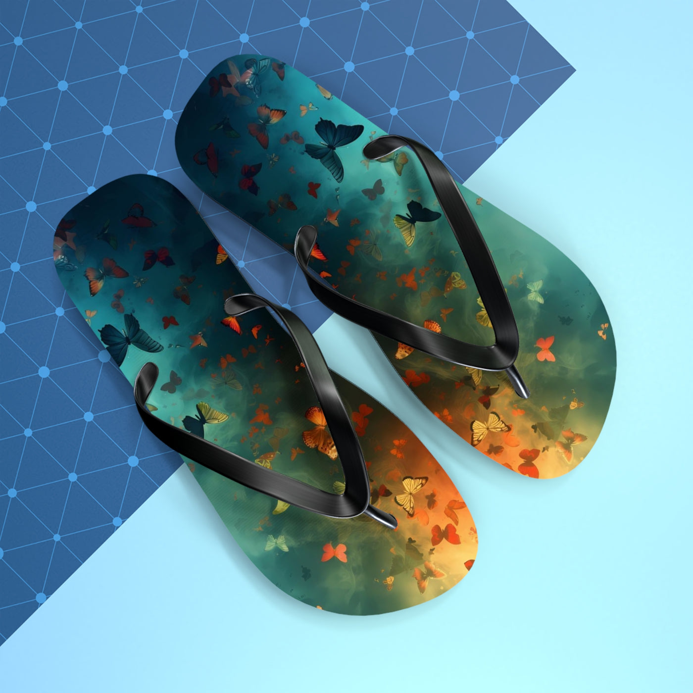 Butterfly Print Flip Flops, Summer Fashion, Beach Wear, Vacation Footwear, Unique Gift, Outdoor Comfort Sandals - Picknmore